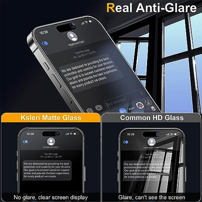 2 Pack Matte Privacy Screen Protector for iPhone 15 Pro 6.1-inch with Easy Installation Tool, Anti Spy Anti Glare 9H Tempered Glass Film, Dynamic Island Compatible, Case Friendly, 9H Hardness - size: iPhone 15 Pro-6.1 Inch