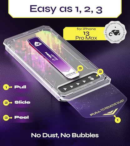 Defenslim for iPhone 13 PRO MAX Screen Protector (2Pack), Easy Auto-Dust & Align Install Kit, 6.7" Tempered Glass, 9H Hardness, Ultra HD Clear, Case Friendly, WonderShield