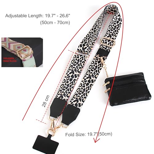 Phone Lanyard Crossbody with Zipper Pouch, Adjustable Phone Strap with Detachable Wallet/Wrist, Holds Multiple Cards & Cash, Clip and Go Strap Women/Teacher Gift for All Phone, Leopard - color: Leopard