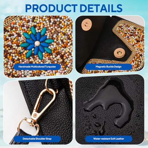Small Beaded Crossbody Bag for Women, Boho Cell Phone Shoulder Purse Wallet with Handcrafted Colorful Beads - color: Tree-12
