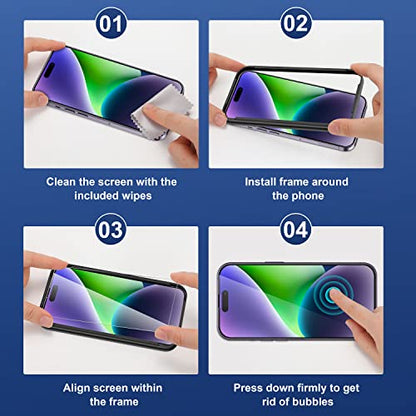 ImpactStrong 3-Pack Shatterproof Tempered Glass Screen Protector for iPhone 14 Pro [Easy Installation Frame] [Bubble Free] [9H Hardness] [Full Coverage] Case Friendly, 6.1 Inch - size: iPhone 14 Pro