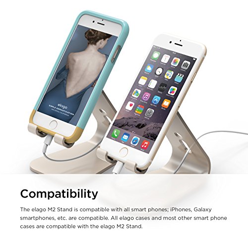 elago® M2 Stand [Champagne Gold] - [Premium Aluminum][Angled for Video Calls][Cable Management] - for all iPhones, Galaxy, and other Smartphones - color: Champagne Gold