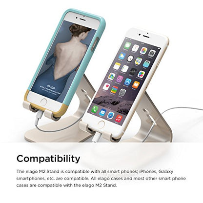 elago® M2 Stand [Champagne Gold] - [Premium Aluminum][Angled for Video Calls][Cable Management] - for all iPhones, Galaxy, and other Smartphones - color: Champagne Gold