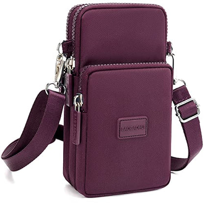 YINHEXI Small Crossbody Bags for Women Trendy, Mini Triple Compartment Cell Phone Crossbody Wallet Purses - color: Dark Purple