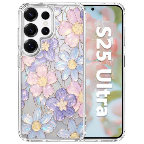 for Samsung Galaxy S25 Ultra Magnetic Case【Compatible with MagSafe】 Aesthetic Oil Painting Stained Glass Flower Design, Slim Fit Hard PC Back Shockproof Clear Phone Cover, Colorful Flower - color: Colorful Flower, size: Galaxy S25 Ultra