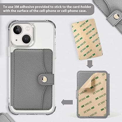 Phone Wallet For Men,Card Holder For Back Of Phone With 1pc Sticky Adhesive - color: Gray