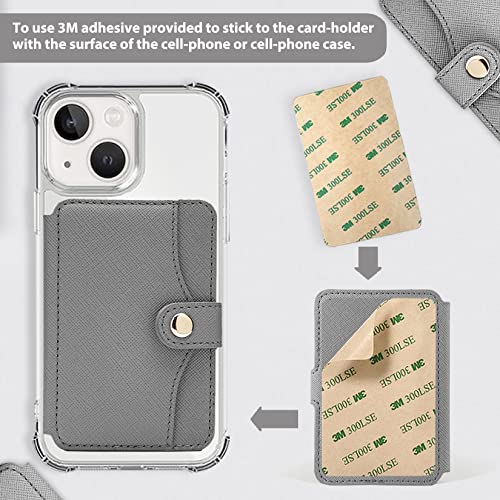 Phone Wallet For Men,Card Holder For Back Of Phone With 1pc Sticky Adhesive - color: Gray