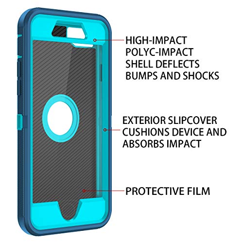 I-HONVA for iPhone SE 2022/2020 Case Built-in Screen Protector Shockproof Dust/Drop Proof 3 in 1 Full Body Rugged Heavy Duty Cover for Apple iPhone SE 3rd/2nd Gen 4.7,Turquoise - color: Turquoise/Blue
