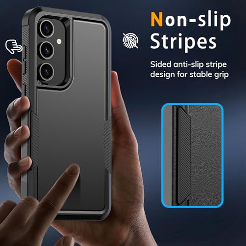 Vinve for Samsung Galaxy S24 FE Case with HD Screen Protector, Military-Grade Shockproof & Dual-Layer Protection, Anti-Slip Grip Design Phone Case, Black - color: Black