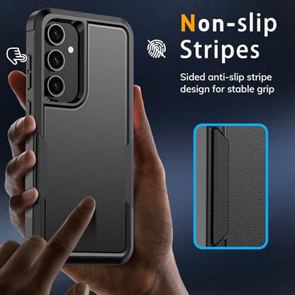 Vinve for Samsung Galaxy S24 FE Case with HD Screen Protector, Military-Grade Shockproof & Dual-Layer Protection, Anti-Slip Grip Design Phone Case, Black - color: Black