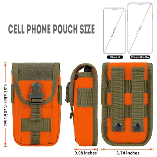 Tactical Molle Pouch Compact Utility EDC Waist Pack Phone Holster with Card Slots for 4.7"-6.9" Phone - color: Orange