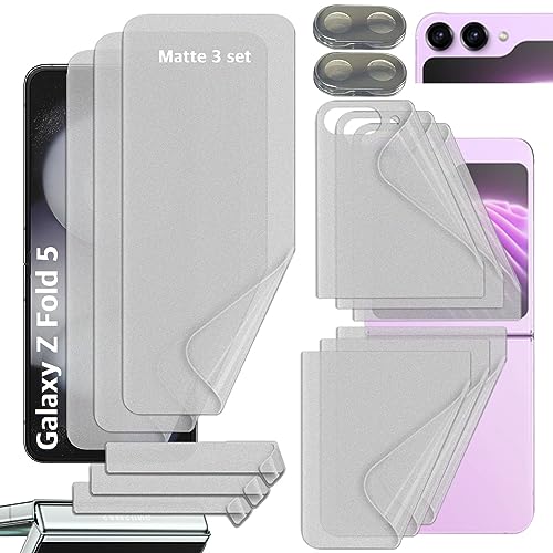 [3SET 14PCS] [Anti-Glare (matte) TPU film 3set 12pcs][2 Tempered Glass Lens protector] with Hinge Protector for Samsung Galaxy Z Flip 5 5G 2023 Scratch Resistant HD Case Friendly [Perfect Fit for foldable Screen] Compatible with Galaxy ZFlip 5 2023 TUFF S