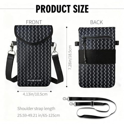 Neoprene Phone Sleeve Pouch Case Bag for Men Women w/Crossbody Strap/Neck Lanyard for iPhone 17/16/15/14 Pro Max, Samsung S25，Pixel 10 - color: Black with Zigzag