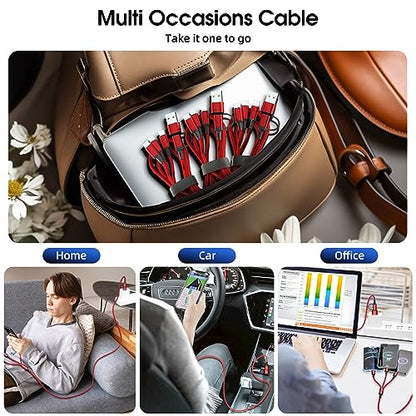 Ankndo 6 in 1 Multi Charging Cable, Multi Charger Cable for All Devices - color: Red