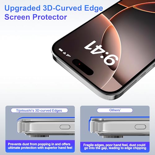 2-Pack Privacy Screen Protector for iPhone 15 Plus, Anti-Spy Tempered Glass, 3D Curved Edges, 3X Shatterproof, Easy Installation Tool, Full Coverage Case Friendly