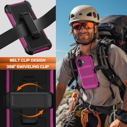 for iPhone 17 Case with Belt Clip Holster & Kickstand,Military Grade Drop Tested Shockproof Heavy Duty Rugged Cover,w/2X Screen Protectors Defender Bumper Protective Cases for Apple 17 (Burgundy) - color: Burgundy