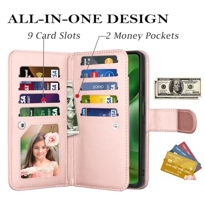 for Motorola Moto G Power 5G 2025 Case, for Moto G Power 2025 Wallet Case, PU Leather Credit Card Holder [9 Card Slots] Folio Flip Detachable Magnetic Cover Kickstand & Lanyard, Marble - color: Marble