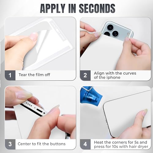 2Pcs Skin Wrap Compatible for iPhone 17 Pro – Slim Decal Vinyl Protective Film for Sides & Back – Sleek Fit, Premium Look – Compatible with All iPhone 17 Pro Cases - White - color: White