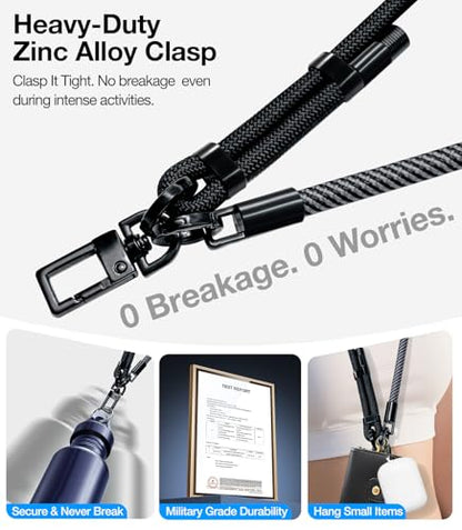Phone Lanyard Crossbody, 3-in-1 Neck Strap& Wrist Strap, Adjustable Anti-Theft Lanyard with 2 Phone Tether Tabs, Universal CellPhone Strap for iPhone 17 Pro Max & Android, Orange - color: Orange