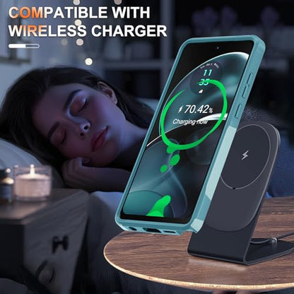 Case Compatible with Moto G Stylus 5G 2024, Full Body Heavy Duty Rugged Shockproof Protective Phone Cover with Lanyard Strap, Tempered Glass Screen Protector, Mint Green | with Tempered Glass Screen Protector+Lanyard Strap,Rugged Shockproof Protective Pho