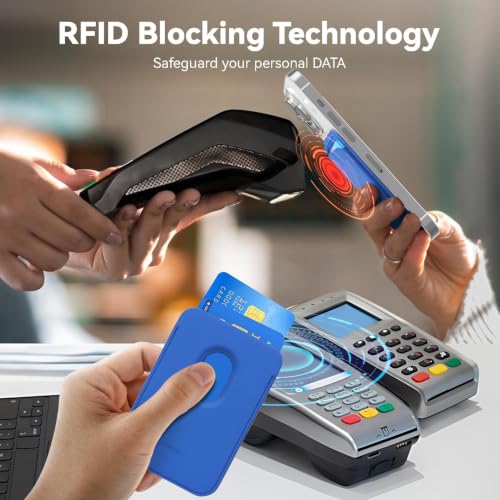 Magnetic Wallet Cell Phone Card Holder for Phone Case with Mag-Safe | Stronger Magnetic RFID Leather Phone Wallet Stick on Series of iPhone 17/16/15/14/13/12 and Pro/Promax, Klein Blue - color: Klein Blue, size: 1 Pack