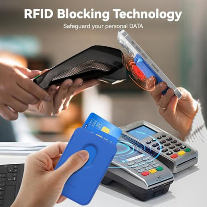 Magnetic Wallet Cell Phone Card Holder for Phone Case with Mag-Safe | Stronger Magnetic RFID Leather Phone Wallet Stick on Series of iPhone 17/16/15/14/13/12 and Pro/Promax, Klein Blue - color: Klein Blue, size: 1 Pack