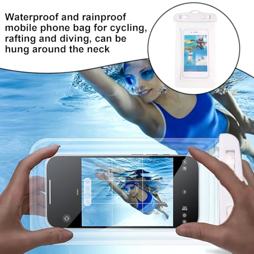 Waterproof Cell Phone Pouch - Touchscreen Transparent Holder for Phone | Swimming Cellphone Bag - for Diving Travel Workout Beach Swimming Cycling Cruise Vacation Running Camping - color: White