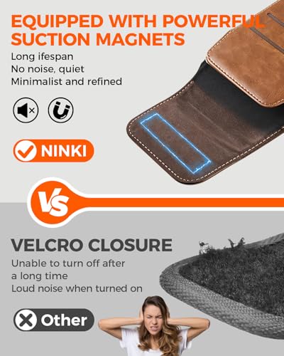 NINKI Leather Holster for Samsung Galaxy Z Fold 8 Ultra / 7/6 / 5 4 3 2 Belt Clip Case with Stylus & S Pen Holder & Card Slot,Carrying Pocket Cover for Samsung Z Fold 8 Ultra Phone Pouch Mens, Brown - color: Brown