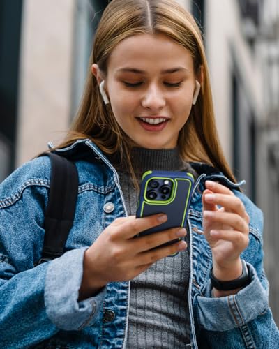 Mobnano Compatible with iPhone 15 Pro Case, with Multicolor Protective Shockproof Bumpers, Crystal Clear Back Not Yellowing Anti-Scratch Hard PC Back & Soft Silicone TPU Frame Cover - Blue/Green - color: Blue/Green, size: iPhone 15 Pro