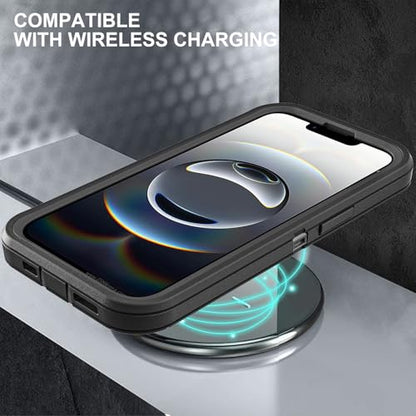 YKHJKLEC for iPhone 16e Case, Military Grade 3 in 1 Heavy Duty Shockproof/Drop Proof/Dust Proof Case with 2Pcs Tempered Glass Screen Protector (Black/Black) - color: Black/Black