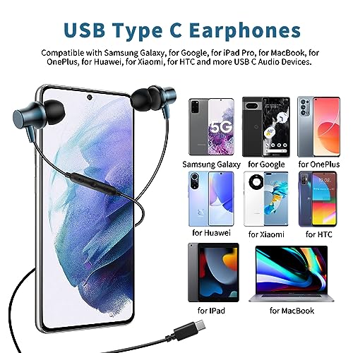 COOYA USB C Headphones Wired Earbuds for iPhone 18 Pro Max 17 16 15 Green - color: NavyBlue