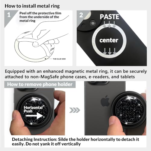 for MagSafe Phone Grip,Soft Silicone Magnetic Collapsible Cell Phone Finger Grip for iPhone 17/16/15/14/13,12 and Smartphones Tablets - Black - color: Black