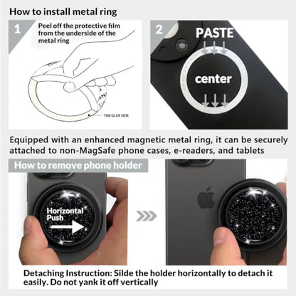 for MagSafe Phone Grip,Soft Silicone Magnetic Collapsible Cell Phone Finger Grip for iPhone 17/16/15/14/13,12 and Smartphones Tablets - Black - color: Black