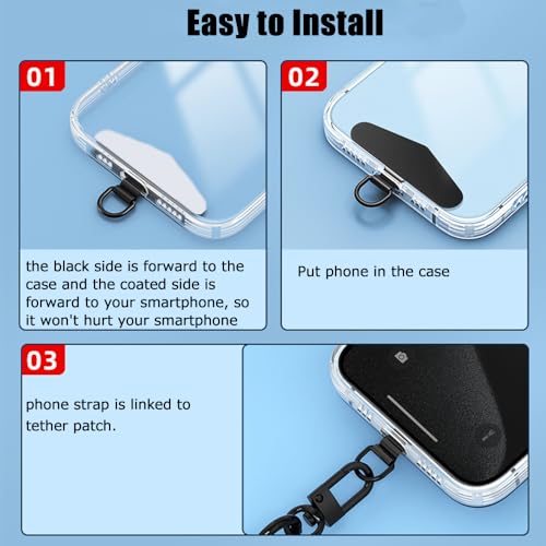 Phone Tether Tab, Bending Design 0.2mm Ultra-thin Stainless Steel Cellphone Lanyard Metal Patch Tether Tab - color: B