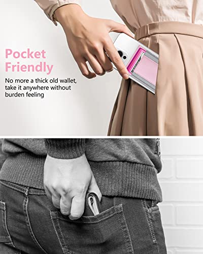 for MagSafe Wallet with Adjustable Stand, 9 Card Holder, Open ID Window - color: Soft Blush Pink