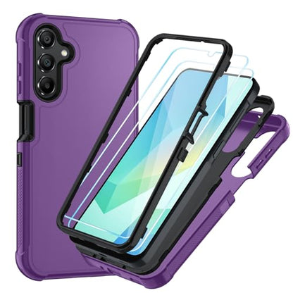 for Samsung Galaxy A16 5G Case : 3-Layer Shockproof Phone Cover with HD Screen Protector,Hybrid Protective Military-Grade Protection for Galaxy A16 5G Phone Case (Lilac Purple/Black) - color: Lilac Purple/Black