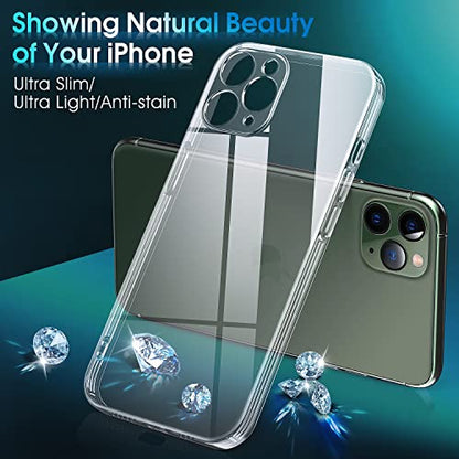 Supdeal Crystal Clear Case for iPhone 11 Pro, [Not Yellowing] [Camera Protection] [Military Grade Drop Tested] Transparent Shockproof Protective Soft Silicone Slim Cover, 5.8 inch, Transparent - color: Transparent, size: iPhone 11 Pro