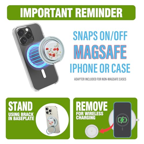 Cell Phone Grip with Kickstand，Adjustable Foldable Desktop Phone Holder - color: 147 Flower