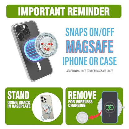 Cell Phone Grip with Kickstand，Adjustable Foldable Desktop Phone Holder - color: 147 Flower