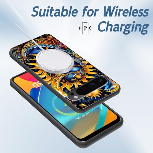 for Google Pixel 9 Pro XL Phone Case, TPU Shockproof Full Body Protection 6.8" Sun Moon Stars Cover for Pixel 9 Pro XL, Lightweight Compatible Wireless Charging, Screen Protector Film - color: Sun Moon Stars