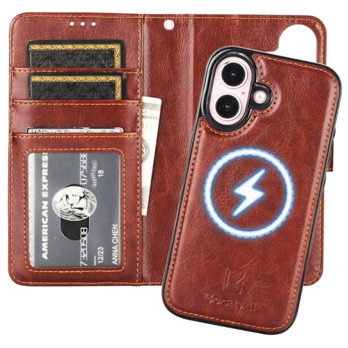 Bocasal for MagSafe Wallet Case Card Holder for iPhone 16, Brown - color: Brown for MagSafe