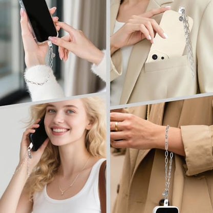 Phone Charm Detachable Metal Cellphone Wrist Strap for Women Girls, Cell Phone Lanyard - color: Antique Silver