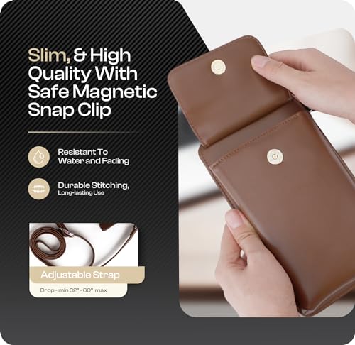 Crossbody Phone Purse for Women – RFID Phone Case Wallet w/Magnetic Closure & Separate Zipper Pocket Crossbody Bag - color: Dark Brown
