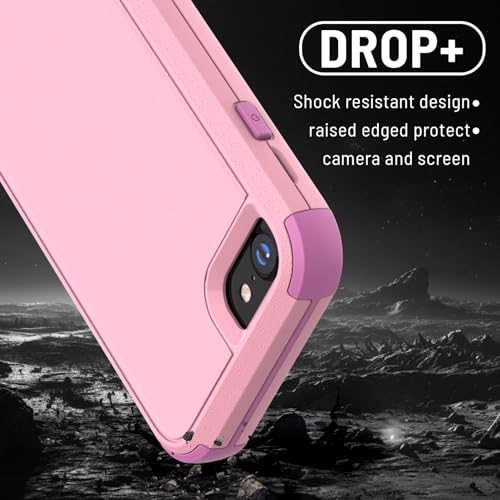 X-belmox Heavy Duty Phone Case for iPhone SE 3rd Generation Drop Proof Pink | with Screen Protector 3 in 1 iPhone SE 2020/2022 Case [Shockproof] Rugged Protective Cover for iPhone 7/8 4.7", pink - color: Pink