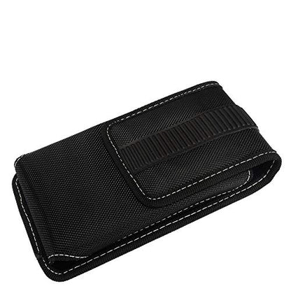 Nylon Cell Phone Holster for LG K51, Stylo 6, Motorola Moto G Stylus 5G 2022/2023/2024/2025, Edge Samsung A16 - Vertical Case Canvas Waist Carrying Pouch with Belt Clip/Loops, Black - size: Large