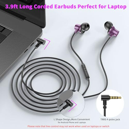 3.5mm Headphones Wired Earbuds for Laptop School Computer PC,Purple - color: Purple