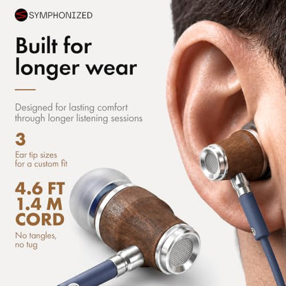 Symphonized Premium Wooden Wired Earbuds with Microphone (Aux 3.5mm Jack) - color: Harbor Blue, style: 3.5mm Aux