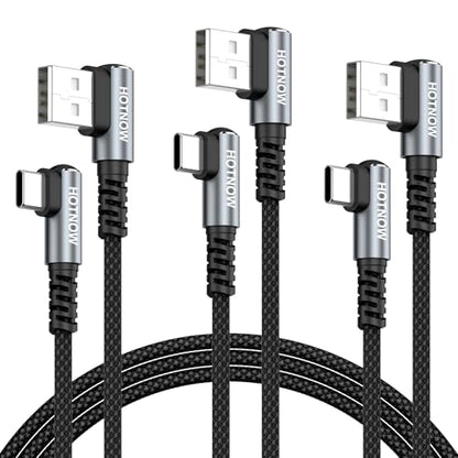 Short Right Angle USB A to USB C Cable 3FT 3Pack, 90 degree USBC Cable - color: Black+Grey, size: 3FT