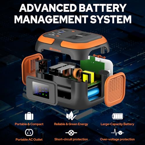 Portable Power Station 120W, 110V Power Bank with DC AC Outlet - color: Grey Orange