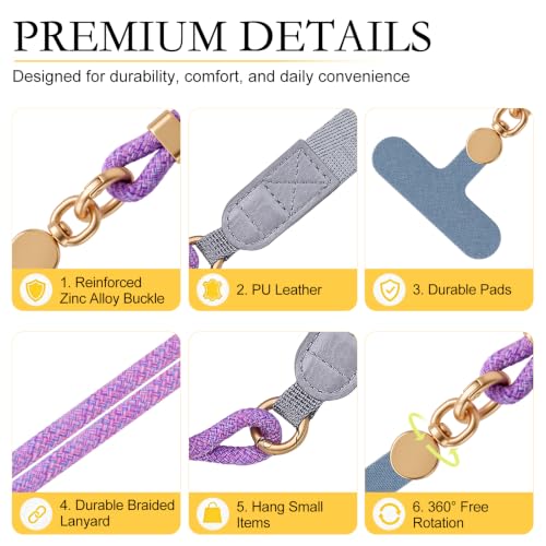 Phone Lanyard Crossbody Adjustable Strap for Travel Outdoor Purple - color: Purple
